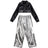 Girls Jazz Dance Hip Hop Outfit Child Model Catwalk Stage Dance Show Costume Black Navel Top White Trousers - Lootquake