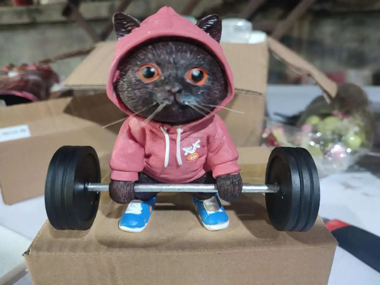Sculpture de chat fitness mignon, dessin animé, résine 3D, artisanat, bijoux pour la maison, ornements, meuble TV, armoire à vin simple, cadeau de Saint-Valentin