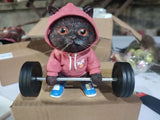 Sculpture de chat fitness mignon, dessin animé, résine 3D, artisanat, bijoux pour la maison, ornements, meuble TV, armoire à vin simple, cadeau de Saint-Valentin