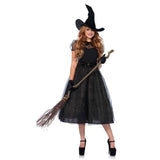 Halloween Gothic Black Witch Costume for Adult Women Purim  Cos Party Wizards Fancy Dress