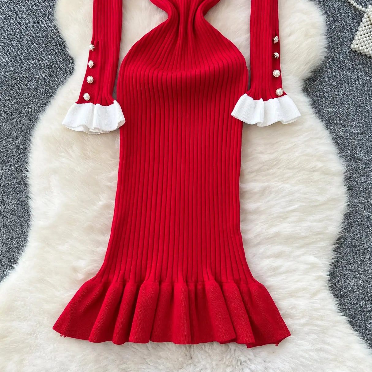 SINGREINY 2024 Hotsweet Slim Autumn Dress Women Peter pan Collar Long Sleeves Patchwork Preppy Style Mermaid Sweater Long Dress - Lootquake