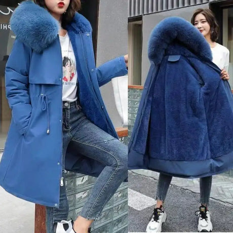 New In Coats & Jackets Women's Winter Padded Jacket Loose Casual Outerwears Fleece Hodded Windbreaker Elegant Office Lady's Coat - Lootquake