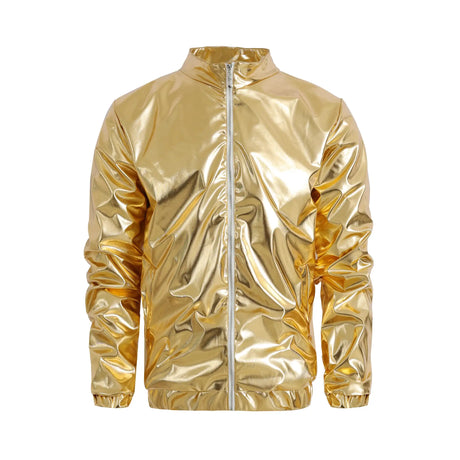 Mens Windbreaker Jackets Nightclub Stage Party Jackets Costume Streetwear Harajuku Hip Hop Reflective Jacket Gold Fashion Coats - Lootquake