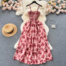 YuooMuoo Korean Fashion Rose Flower Print Romantic Retro Party Dress Summer Elastic High Waist Vacation Long Dress Beach Vestido - Lootquake