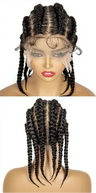 14" Short Cornrow Braids Wig | Transparent Full Lace Bob with Baby Hair