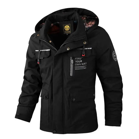 Fashion Men Casual Windbreaker Jacket Hooded Jacket Man Waterproof Outdoor Soft Shell Winter Coat Clothing Warm Fleece Thick - Lootquake
