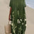 Casual Short Sleeved V-neck Big Swing Dress 2024 New Women's Loose Printed Long Dress Female Retro Flower Print Pullover Dresses - Lootquake