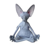 Estatua de Buda Gato Esfinge: Escultura de meditación y yoga para decoración de jardín, arte fantástico y adorno de gato feliz
