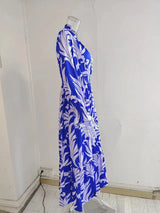 Europe And America Cross Border Autumn/Winter New Long Dress with Waist Pullover And Bohemian Print Long Sleeve Large Swing - Lootquake