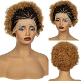350# Ginger Orange Synthetic Knotless Braided Wig | 13x4 Transparent Lace Front Short Afro Kinky Curly Braids