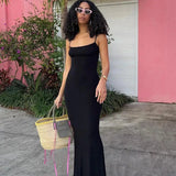 Dulzura Women 2025 Summer Party Club Evening Streetwear Bodycon Beach Basic Black Long Dress Wholesale Items For Business D22775