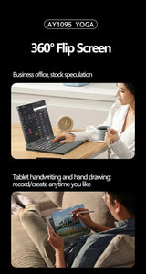 2 in 1 Touch Screen 10.95 Inch 360° Flip Laptop Intel N95 Win 11 Pro 16GB DDR5 2TB SSD Metal for Office Gaming Mini Notebook PC - Lootquake