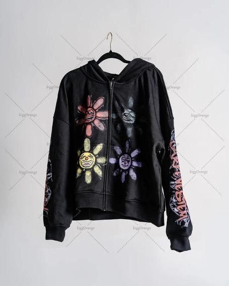 Hip-hop Street Trend Brand Oversized Sweatshirt Gothic Punk Style Letter Print Zipper Hoodie Men Harajuku Style Casual Jacket - Lootquake