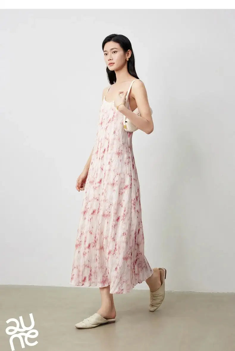 TOYOUTH Women Suspenders Dress 2024 Summer New Bohemian Oil Painting Printed Holiday Beach Sexy Straight Long Dress - Lootquake