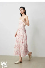 TOYOUTH Women Suspenders Dress 2024 Summer New Bohemian Oil Painting Printed Holiday Beach Sexy Straight Long Dress - Lootquake