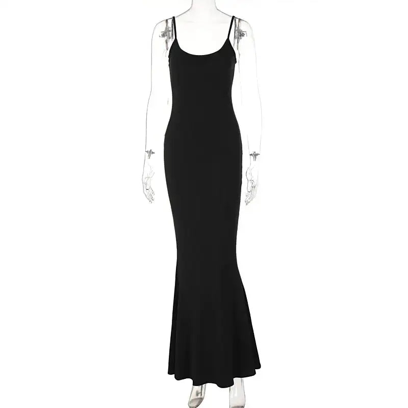 Dulzura Women 2025 Summer Party Club Evening Streetwear Bodycon Beach Basic Black Long Dress Wholesale Items For Business D22775