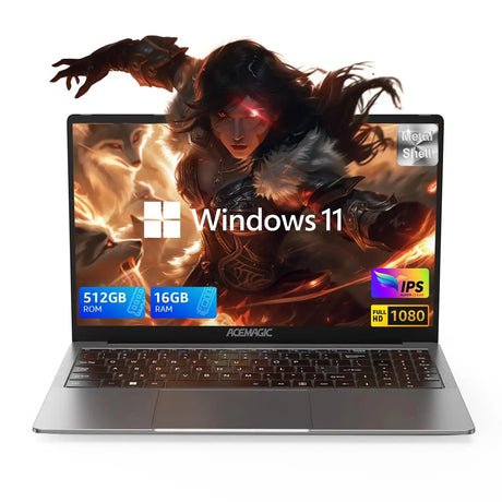 ACEMAGIC 15.6" Ultra Slim Laptop 16GB RAM 512GB SSD Intel N97 Notebook Gamer 1920*1080 Display Office Study Computer Windows 11 - Lootquake
