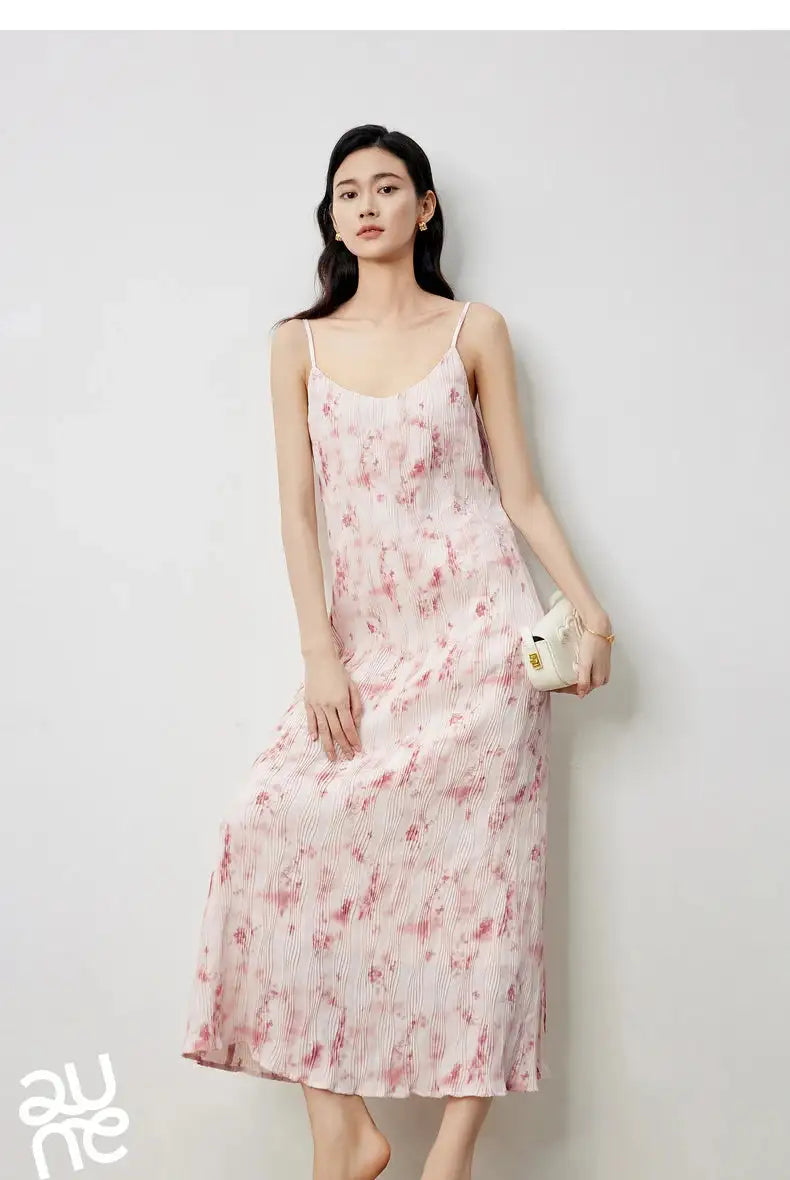 TOYOUTH Women Suspenders Dress 2024 Summer New Bohemian Oil Painting Printed Holiday Beach Sexy Straight Long Dress - Lootquake