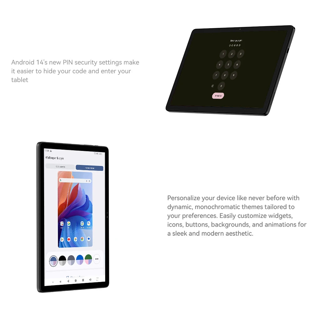 Tablette Alldocube iplay 60S 4G-LTE/WiFi 10,1 pouces, 4 Go + 8 Go de RAM, 128 Go de ROM, système d'exploitation Android 14, grande batterie 6200 mAh, Wi-Fi 6