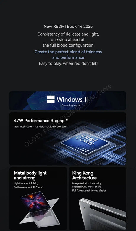 XIAOMI REDMI Book 14 2025 Intel Core 5 220H Intel integrated Graphics 16/32GB RAM 512G/1TB SSD 2.8K 120Hz Screen - Lootquake