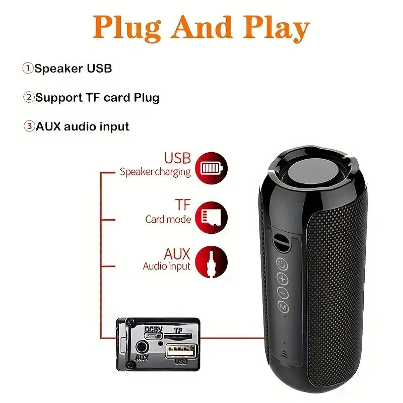 Altavoz Bluetooth portátil TG117 para exteriores, inalámbrico, con graves profundos, llamadas gratuitas, FM, tarjeta TF y unidad flash USB, compatible con teléfono móvil, tableta y TV.