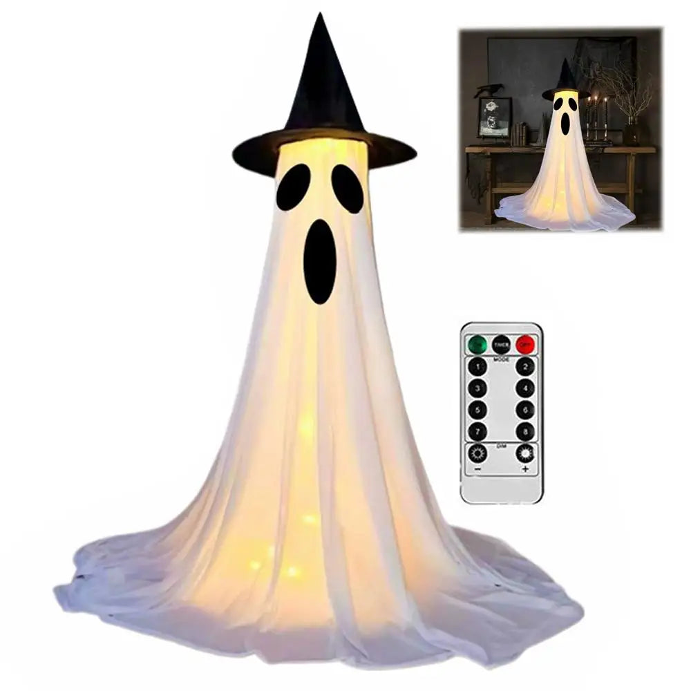 Lighted Spooky Ghost Decor Scary Standing Ghost with LED String Lights Home Porch Garden Yard Lawn Party Halloween Decorations