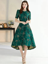 Women Summer Long Dress Elegant Boho Floral Jacquard Flower Dress Irregular Evening Party Dress Lady Ball Gown - Lootquake