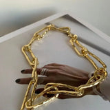 Punk Hip-hop Retro Gold-plated Silver Plated Collarbone Necklace Heavy-duty Thick Chain Necklace for Women - Lootquake