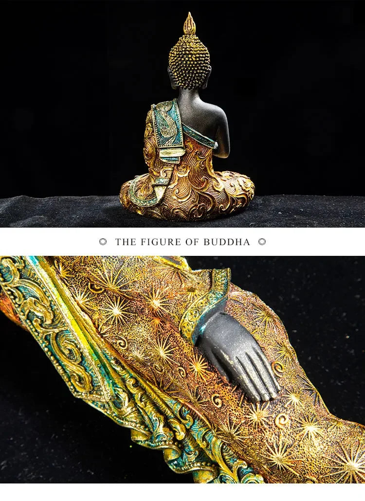 Estatua grande de Buda de Tailandia, escultura de Buda de resina verde hecha a mano, budismo hindú, fengshui, figura de meditación, decoración del hogar