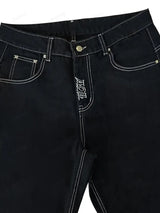 Women's Skeleton Embroidery Jeans, Men's Casual Street Style Loose Fit Jeans,Hip Hop Y2K New Straight Cargo Pants Streetwear - Lootquake