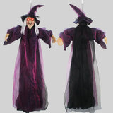Halloween Hanging Witch Decor Skeleton with Sound Glowing Red Eyes Scary Talking Witch Halloween Decorations Haunted House Props