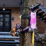 Halloween Witch Crashing Into Tree Decor Lifelike Outdoor Prop for Yard Garden Haunted House Scary Displays