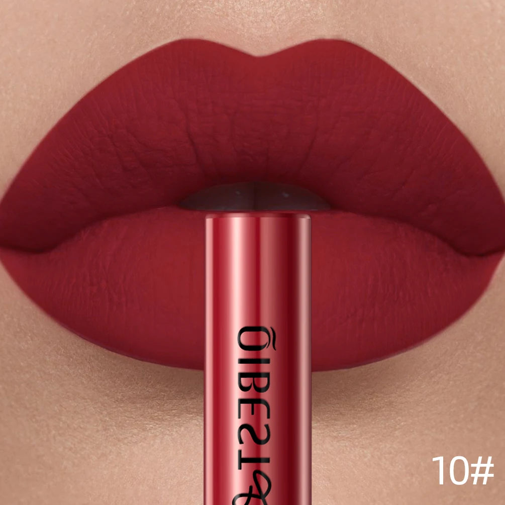 QIBEST Rouge à lèvres liquide mat Waterproof longue tenue Velours Gloss à lèvres Tube de teinte Pigment Nude mat Rouge à lèvres Maquillage des lèvres