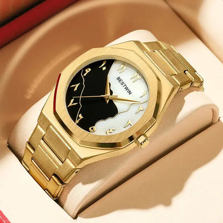 Fashion Watches Men's Watch reloj hombre BESTWIN Creative Dial Gold Shell Face Business watches for men relogios masculino - Lootquake