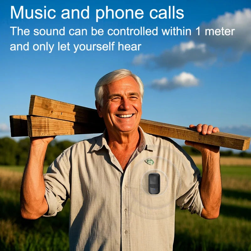 Altavoz Bluetooth inalámbrico portátil con clip y micrófono incorporado, ideal para deportes al aire libre.