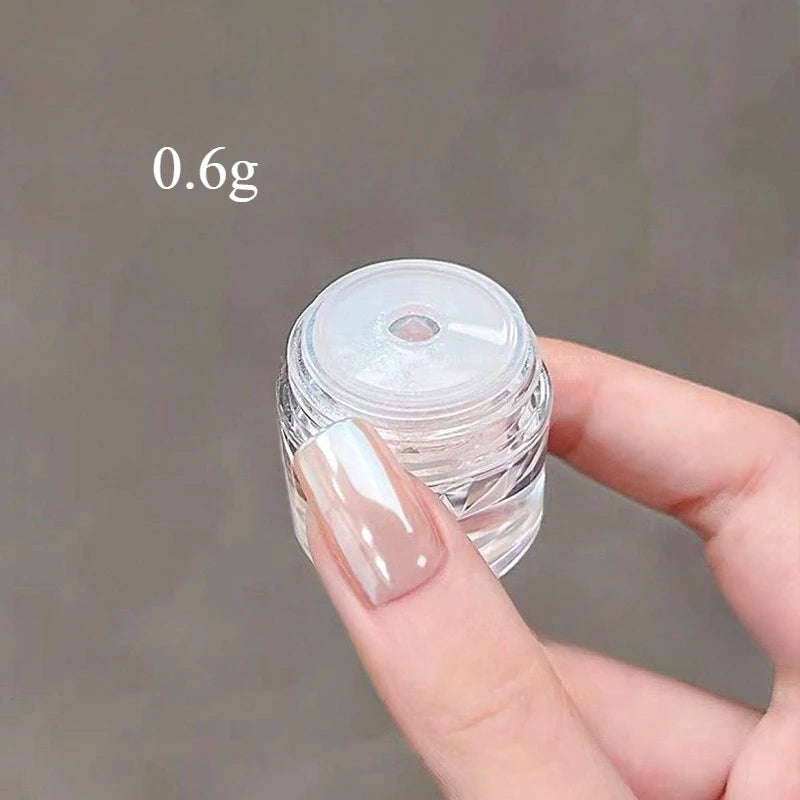 Moonlight Mirror Nail Powder Aurora Silver Glitter Metallic Effect UV Gel Polish for Manicure DIY Nail  Art Design Decoration