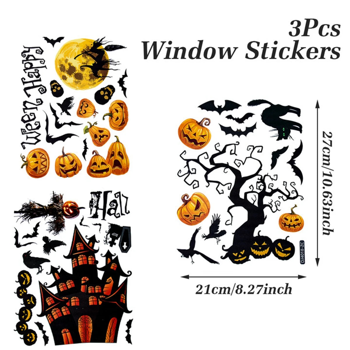 Halloween Pumpkin Window Sticker Haunted House Bat Ghost Glass Wall Sticker Room decor Trick or Treat Halloween Party supplies