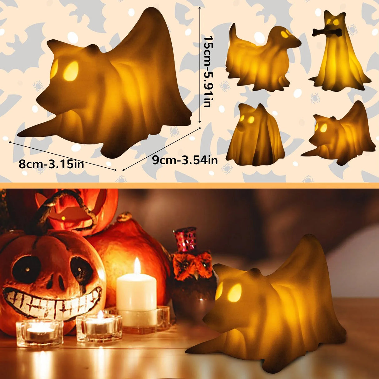 Halloween Night Light Home Decoration Creative Resin Crafts Cute Dog Model New Exquisite Home Decor 2025 Halloween Gifts