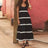 Spaghetti Strap Wave Striped Long Dress Women Square Neck Chic Contrast Sleeveless Beach Dress Flowy Large Swing Maxi Dress - Lootquake