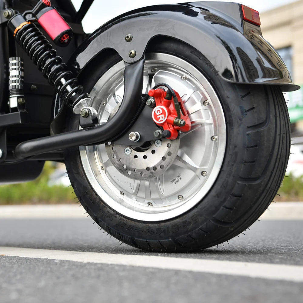 Trottinette électrique Citycoco, moteur puissant de 4 000 W, vitesse maximale de 60 à 70 km/h, batterie de 60 V 25 Ah, autonomie de 40 à 60 km, charge maximale de 250 kg.
