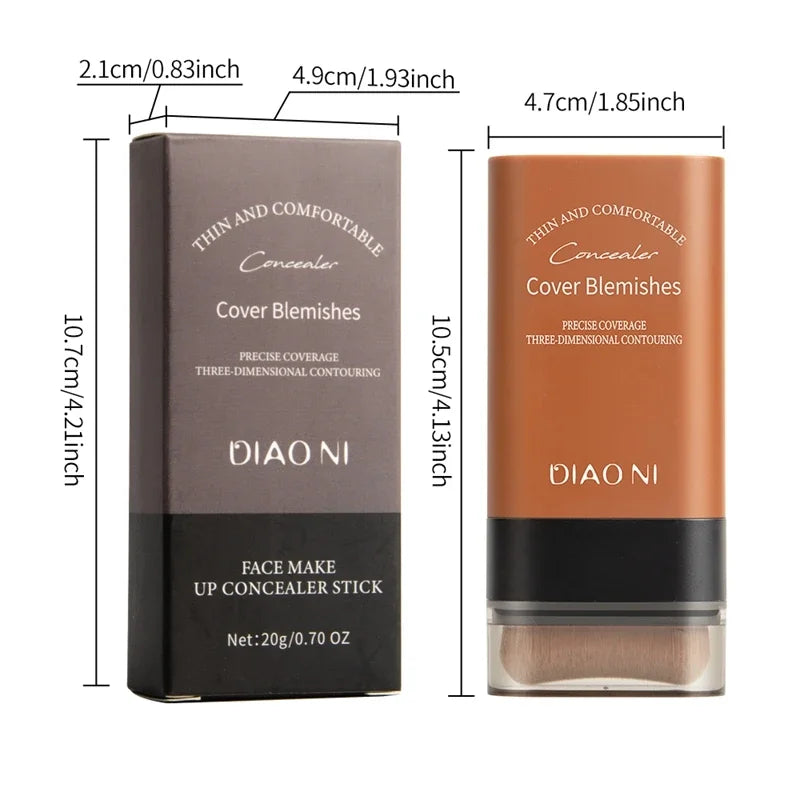 Base de maquillaje mate en barra, multiusos, borrador, cobertura total, resistente al agua, duradera, control de grasa, cobertura para el acné, con brocha.