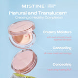Crema hidratante en polvo Mistine Foundation Air Cushion con acabado natural y húmedo para pieles mixtas (13 g, 1 unidad)
