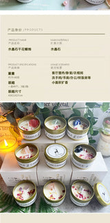 Aromatherapy Candles Crystal Stones Dried Flowers Household Candles Iron Cans Indoor Fragrance Candles Wedding Gifts