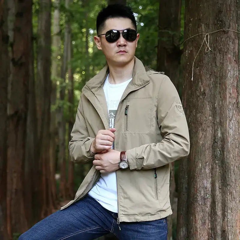 Outdoor Waterproof Jacket Men Breathable Quick Dry Hooded Jacket Coat Windbreaker Jacket Men Multi-Pockets Summer Windbreaker - Lootquake