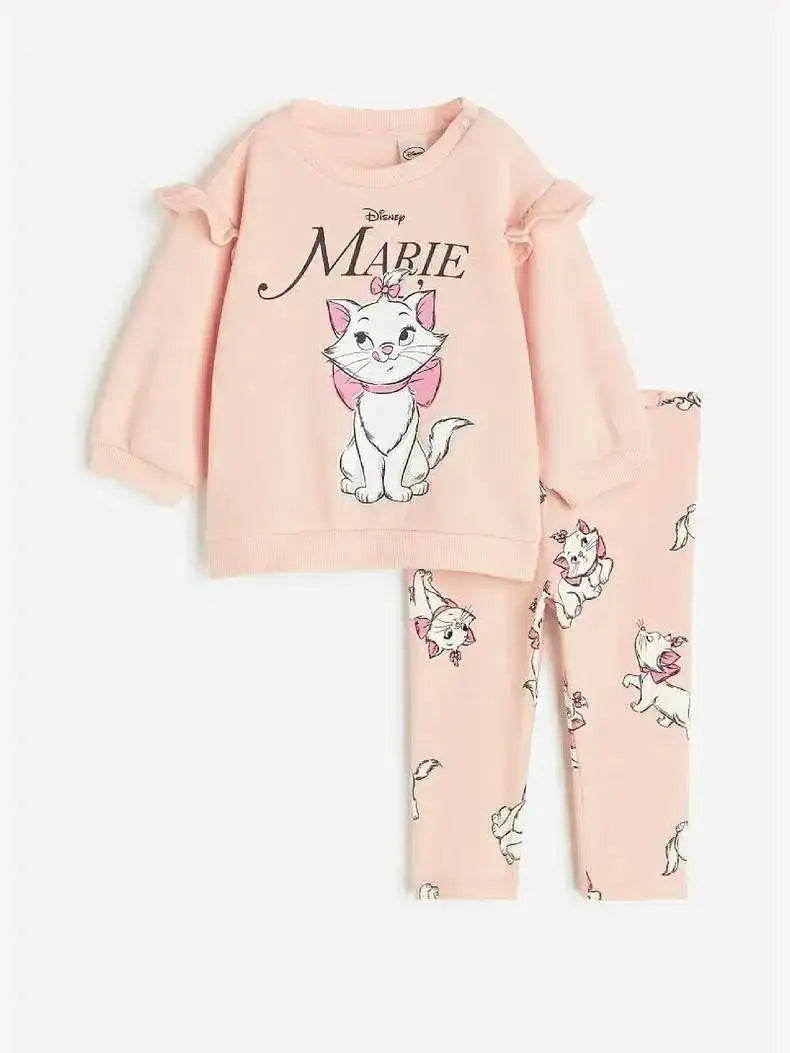 Kids Long Sleeve Outfits Minnie Print Sweatshirt +Pants 2 Piece Set Baby Girls Spring Autumn Clothing Cute Hoodies Trousers Suit - Lootquake
