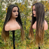 26" Ombre Box Braided Wig for Black Women | Long Synthetic Cosplay Braiding Hair | Heat Resistant Crochet Wigs