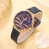 5pcs Set Women Fashion Quartz Watch Female Clock Moon Dial Luxury Brand Design Women Watches Simple Ladies Watches - Lootquake