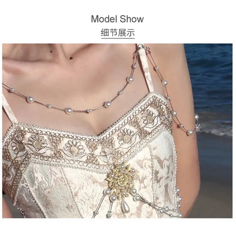 Summer Women Gorgeous Party Mermaid Prom Dress Spaghetti Strap Pearl Beading Ruffles Dress Feminine Backless Trumpet Long Dress - Lootquake