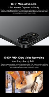 Tablettes Blackview MEGA 2 12 pouces 2K écran Widevine L1 24 Go (8 + 16) Android 15 256 Go 9000 mAh AI caméra principale Pad PC