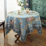 European Retro Style Jacquard Tablecloth Chenille  Tassels Home Furnishings Living Room Decorate Dustproof Round Tablecloth